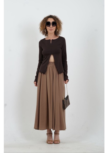 Koyu Kahve Fermuar Detaylı Uzun Kollu Bluz fiyatları