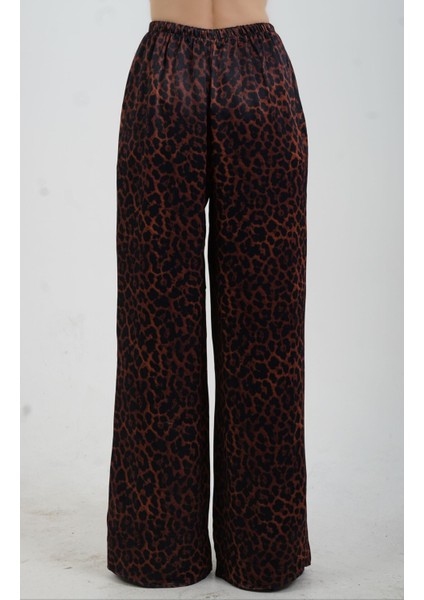 Kahve Leopar Desenli Pantolon modelleri