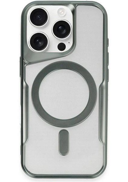 Apple iPhone 15 Pro Elegant Venüs Magsafe Kılıf – Slim Transparent Tasarım - Yeşil