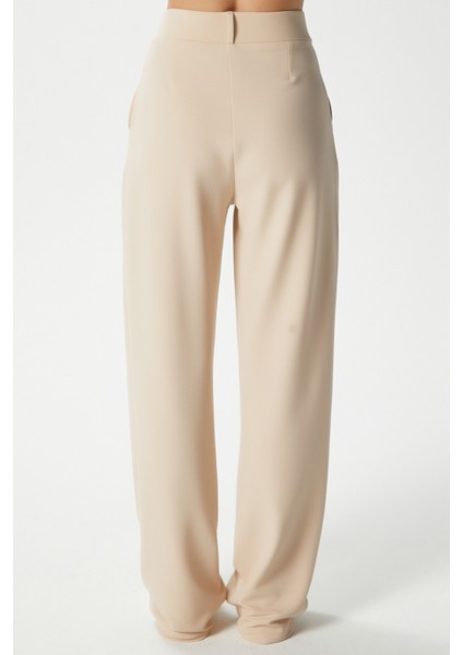 Likra Serisi Viora Açık Pile Esnek Açık Bej Palazzo Pantolon fırsatları