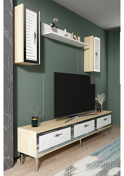 TVR1801DBS- Tuna Tv Ünitesi 180CM Safirmeşe-Beyaz-Gümüş fiyatları