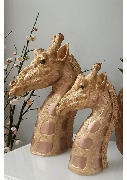 Dekoratif Ikili Zürafa Heykel Biblo
