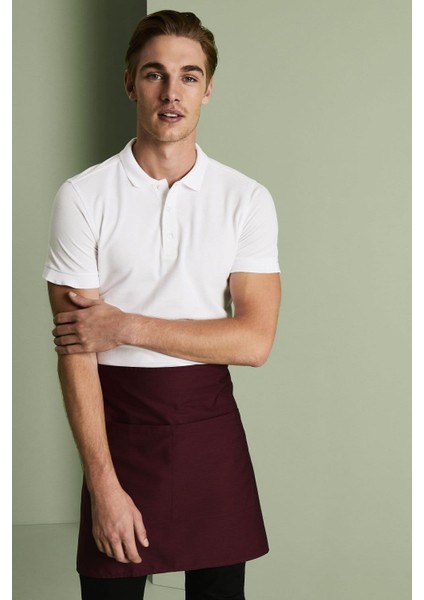 Garson Aşçı ve Mutfak Şef Yarım Bel Önlük Leke Tutmaz 2 Cepli Servis Önlüğü Unisex Short Apron