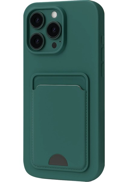 Apple iPhone 16 Pro Kılıf Card Flex Kılıf (Kartlıklı) - Koyu Yeşil modelleri