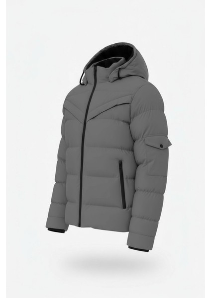 Erkek Gri Erkek Outdoor Su Geçirmez Kapüşonlu Kışlık Kaban – Rüzgar ve Yağmura Dayanıklı Mont&kaban fiyatları