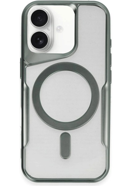Apple iPhone 16 Elegant Venüs Magsafe Kılıf – Slim Transparent Tasarım - Yeşil