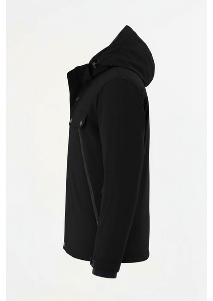 Erkek Siyah Outdoor Su Itici Kapüşonlu Kaban – Rüzgar Geçirmez, Hafif ve Dayanıklı fiyatları