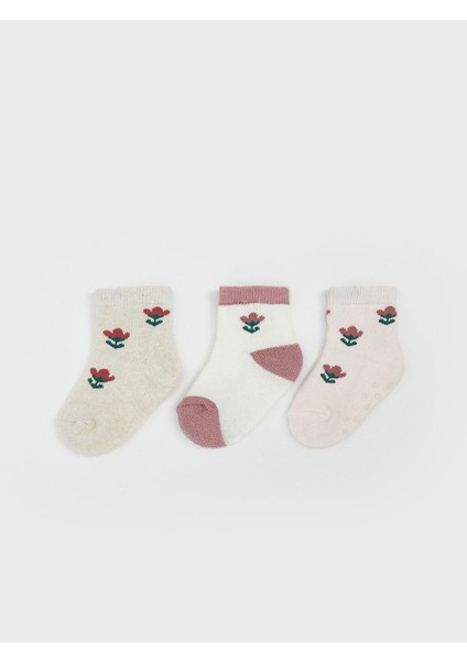 Baskılı Kız Bebek Havlu Soket Çorap 3'lü (W5)