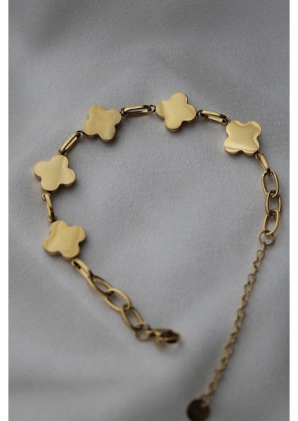 Çelik Yonca Model Siyah Beyaz Bileklik modelleri