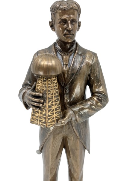 Nikola Tesla Biblo | El Boyama Bronz Kaplama Figür | Ofis Biblo Hediye