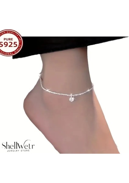 Crystalstep Kadın 925 Gümüş Tek Taş Kadın Halhal modelleri