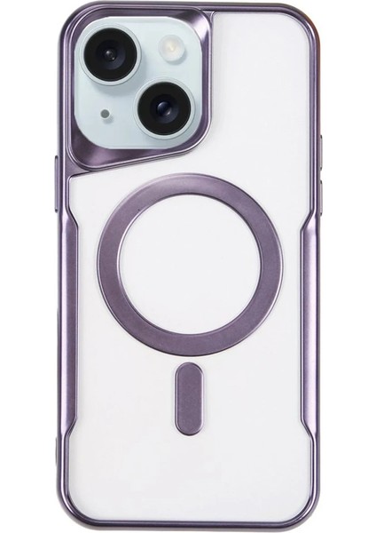 Apple iPhone 15 Elegant Venüs Magsafe Kılıf – Slim Transparent Tasarım - Derin Mor modelleri