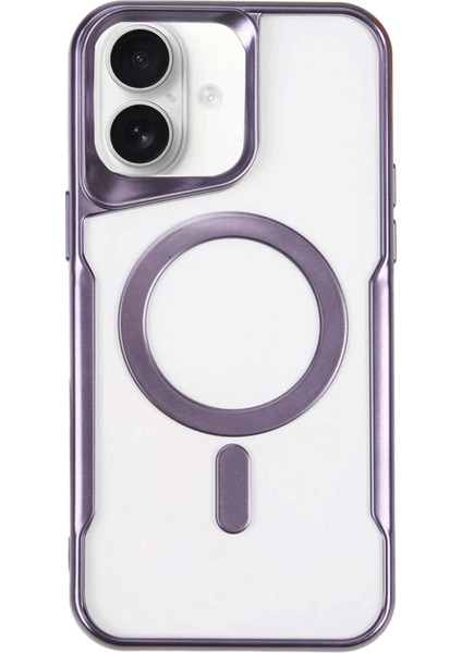 Apple iPhone 16 Plus Elegant Venüs Magsafe Kılıf – Slim Transparent Tasarım - Derin Mor