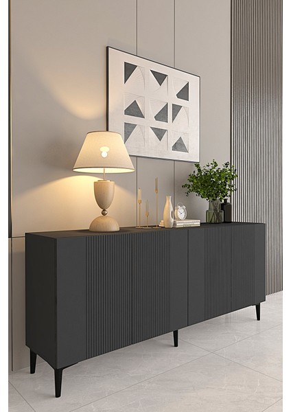 KA1511A- Corsa Lazer Çizgili Konsol , Tv Sehpası , Çok Amaçlı Dolap 150CM Antrasit fiyatları