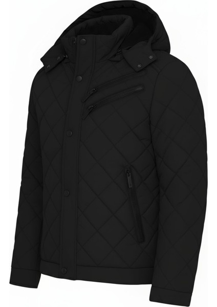Erkek Siyah Outdoor Su Itici Kapüşonlu Kaban – Rüzgar Geçirmez, Hafif ve dayanıklı Kapitone Mont&kaban fiyatları
