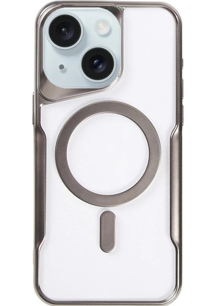 Apple iPhone 15 Elegant Venüs Magsafe Kılıf – Slim Transparent Tasarım - Titan Gri modelleri
