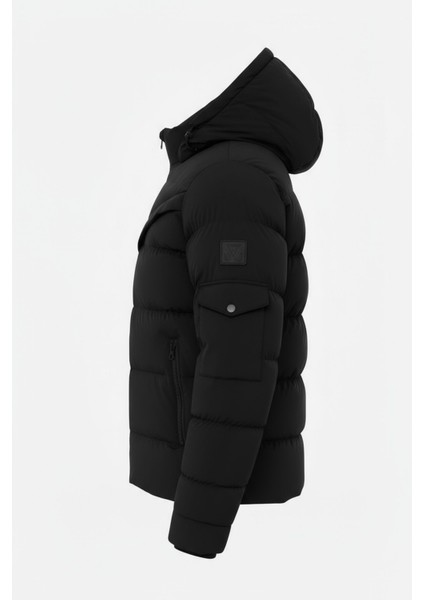 Erkek Siyah Erkek Outdoor Su Geçirmez Kapüşonlu Kışlık Kaban – Rüzgar ve Yağmura Dayanıklı Mont&kaban fiyatları