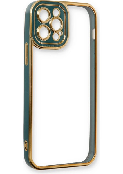 Apple iPhone 12 Pro Elegant Liva Lens Kapak – (Şeffaf Gövde, Altın Çerçeveli Kamera Koruma) - Yeşil fırsatları