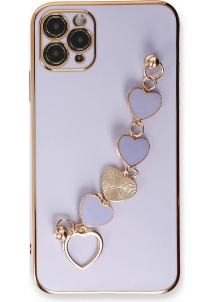 Apple iPhone 11 Pro Elegant Charm Case (Kalpli Zincirli Kılıf) Elegant Silicone Cover - Lila indirimleri