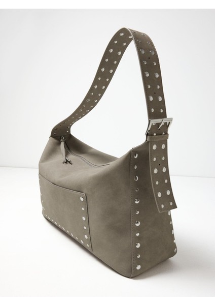 Zımba Detaylı ve Deri Görünümlü Çanta