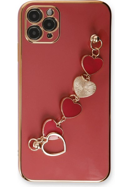 Apple iPhone 11 Pro Max Elegant Charm Case (Kalpli Zincirli Kılıf) Elegant Silicone Cover - Kırmızı fiyatları