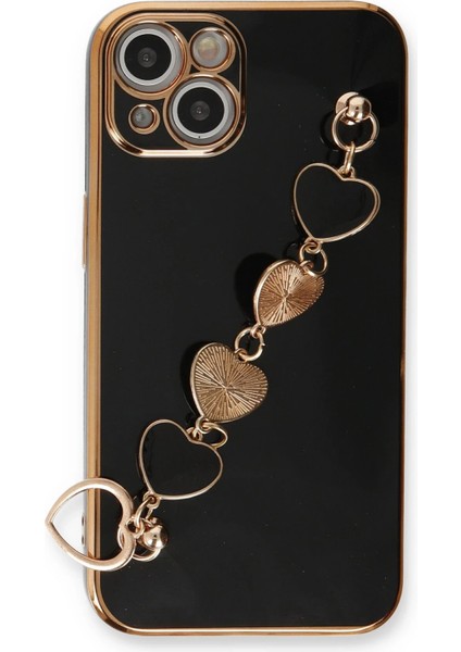 Apple iPhone 13 Elegant Charm Case (Kalpli Zincirli Kılıf) Elegant Silicone Cover - Siyah fiyatları