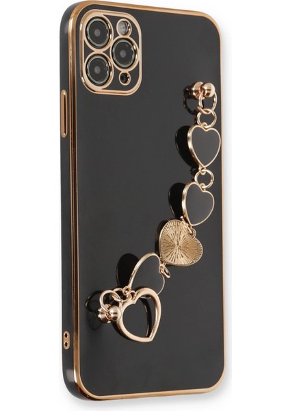 Apple iPhone 11 Pro Elegant Charm Case (Kalpli Zincirli Kılıf) Elegant Silicone Cover - Siyah fırsatları