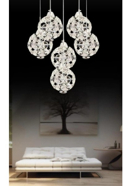 Avize Dali 6'lı Gümüş 3 Renk Ledli Modern LED Avize 2yıl Grantili modelleri