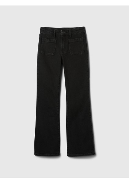 Kız Çocuk Siyah High Rise '70s Flare Jean Pantolon