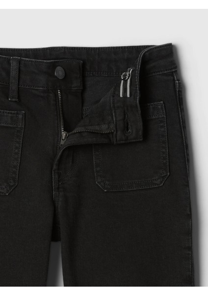 Kız Çocuk Siyah High Rise '70s Flare Jean Pantolon