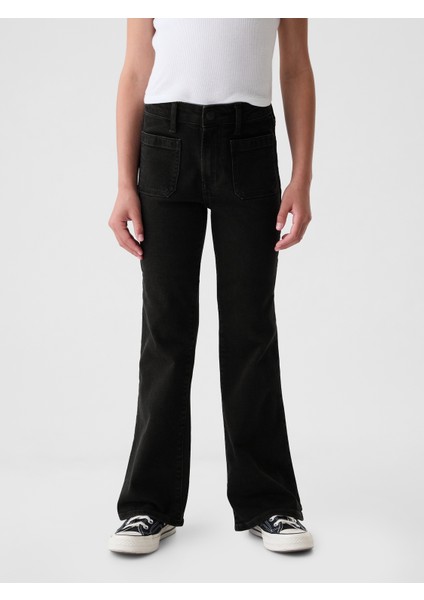 Kız Çocuk Siyah High Rise '70s Flare Jean Pantolon