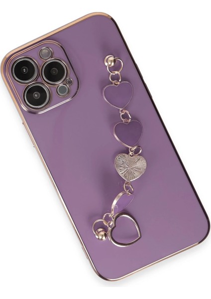 Apple iPhone 13 Pro Max Elegant Charm Case (Kalpli Zincirli Kılıf) Elegant Silicone Cover - Mor fiyatları