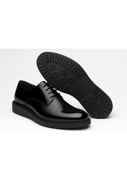 GR0387 Hakiki Lazer Detaylı Rugan Deri Topuksuz Eva Taban Büyük Küçük Numara Klasik Ayakkabı