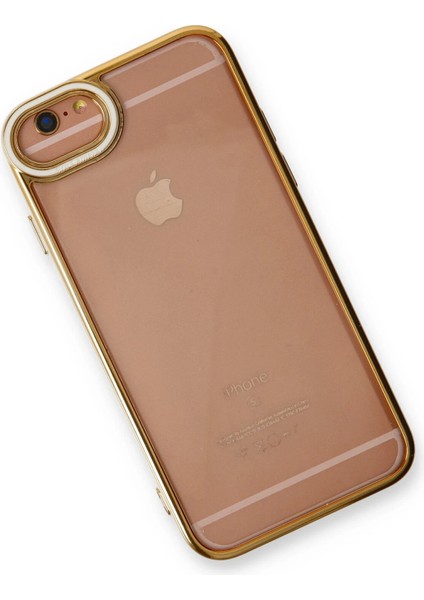 Apple iPhone 6 Elegant Liva Lens Kapak – (Şeffaf Gövde, Altın Çerçeveli Kamera Koruma) - Beyaz modelleri