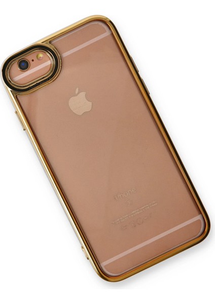 Apple iPhone 6 Elegant Liva Lens Kapak – (Şeffaf Gövde, Altın Çerçeveli Kamera Koruma) - Siyah modelleri