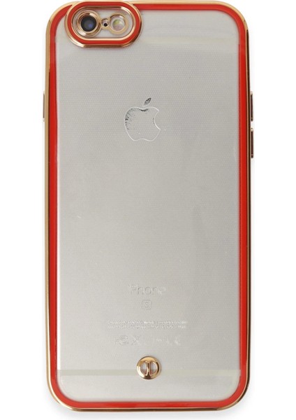 Apple iPhone 6 Elegant Liva Lens Kapak – (Şeffaf Gövde, Altın Çerçeveli Kamera Koruma) - Kırmızı fiyatları