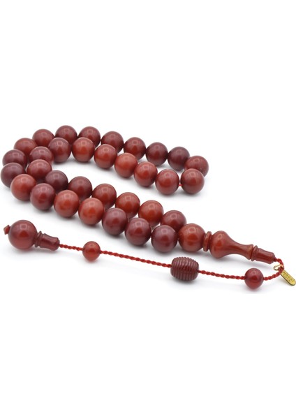 Hakkı Usta Imzalı Turuncu Vietnam Sıkma Kehribar Tesbih