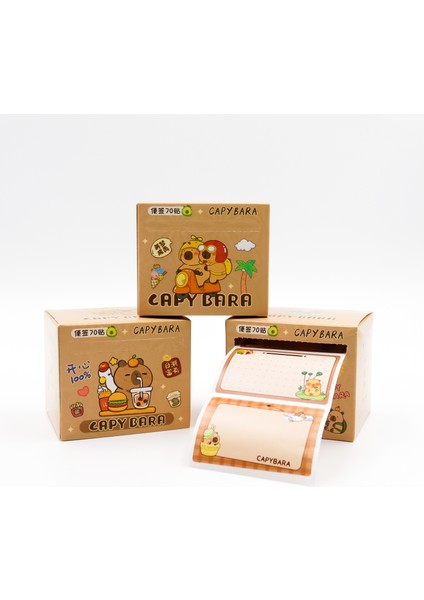 Capybara Desenli Rulo Etiket 70’li Set 6x4 cm – Kutu Rengi Stok Durumuna Göre Değişebilir