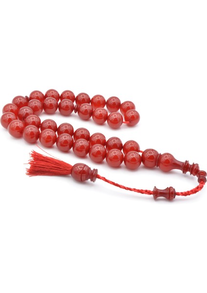 Hakkı Usta Yapımı Küre Yemen Zar Rengi Sıkma Kehribar Tesbih