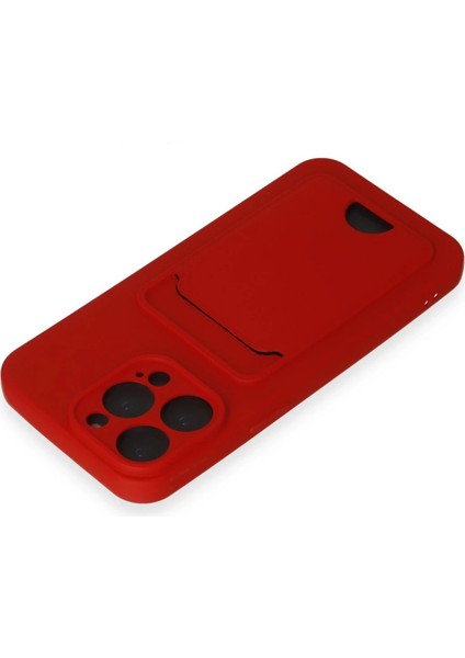 Apple iPhone 14 Pro Max Kılıf Card Flex Kılıf (Kartlıklı) - Kırmızı modelleri
