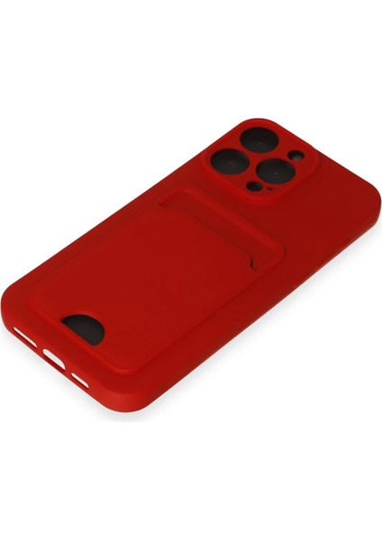 Apple iPhone 14 Pro Max Kılıf Card Flex Kılıf (Kartlıklı) - Kırmızı fırsatları