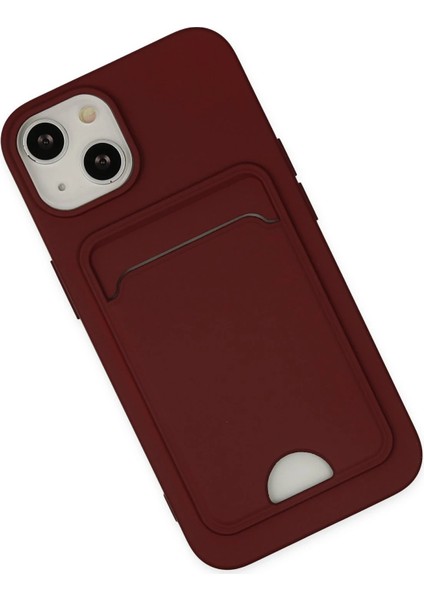 Apple iPhone 14 Plus Kılıf Card Flex Kılıf (Kartlıklı) - Bordo modelleri