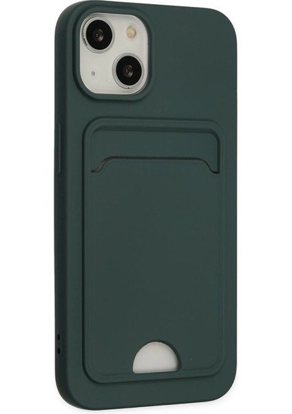 Apple iPhone 14 Plus Kılıf Card Flex Kılıf (Kartlıklı) - Koyu Yeşil