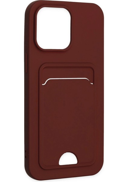 Apple iPhone 14 Pro Kılıf Card Flex Kılıf (Kartlıklı) - Bordo modelleri