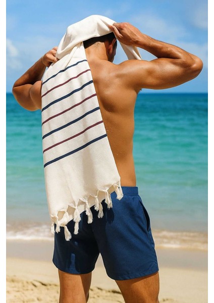 Peştemal Plaj Havlusu &#37;100 Pamuklu 70X150 cm Beyaz Waves fiyatları