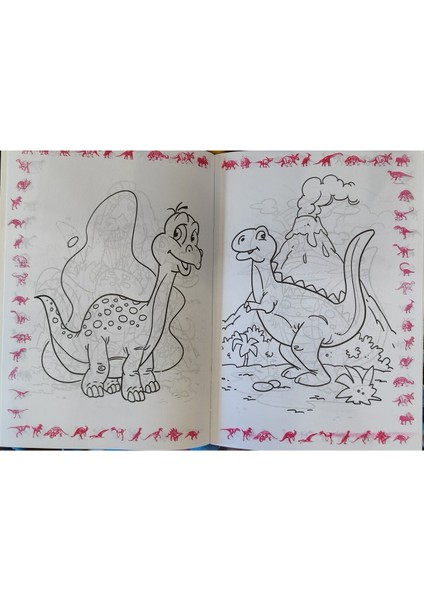 Dinozor Figürlü 5 Adetlik Boyama Kitabı Seti ve 12 Kuru Boya AD31135 modelleri