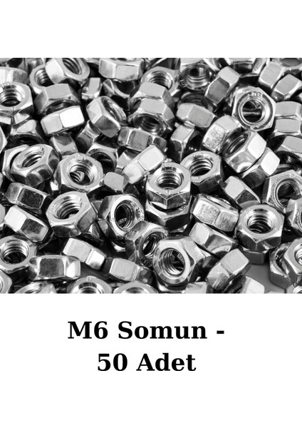 100 Adet M6 Altıgen Somun - Cıvata Somunu