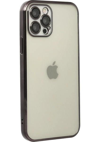 Apple iPhone 12 Pro Max Crystal Shield Lensli Silikon (Lens Protector / Kamera Koruyucu Kılıf) - Siyah modelleri