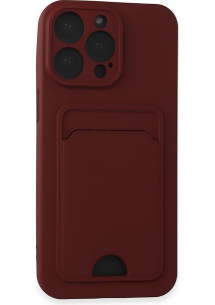 Apple iPhone 15 Pro Kılıf Card Flex Kılıf (Kartlıklı) - Bordo
