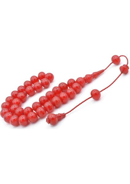 Usta Işi Sistemli Basık Küre Kesim Vişne Rengi Sıkma Kehribar Tesbih fiyatları